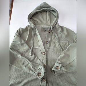 American Eagle Outfitters Olive Hooded Shirt Jacket